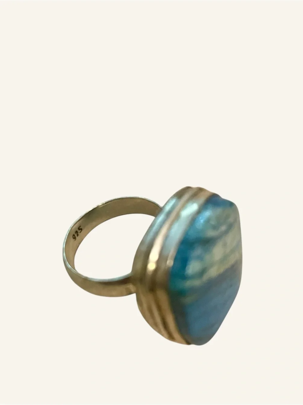 Blue Laguna Lace Agate Gemstone Ring Size 6.5